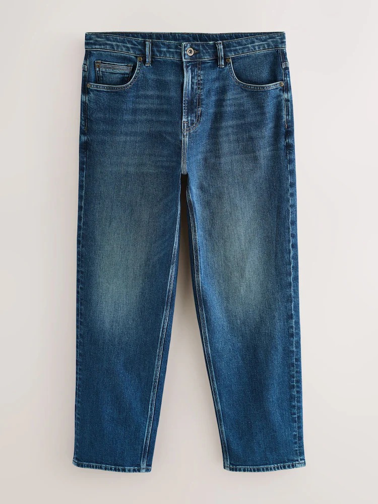 Mid Blue Relaxed Fit Authentic Stretch Denim Jeans